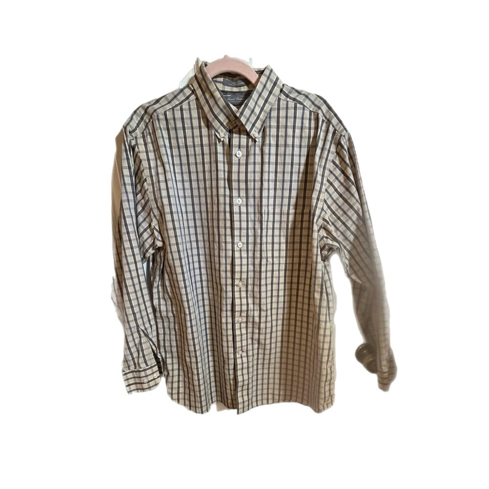 🏷️CLEARANCE! Daniel Cremieux Tan Neutral Plaid Button Down Shirt Large🏷️